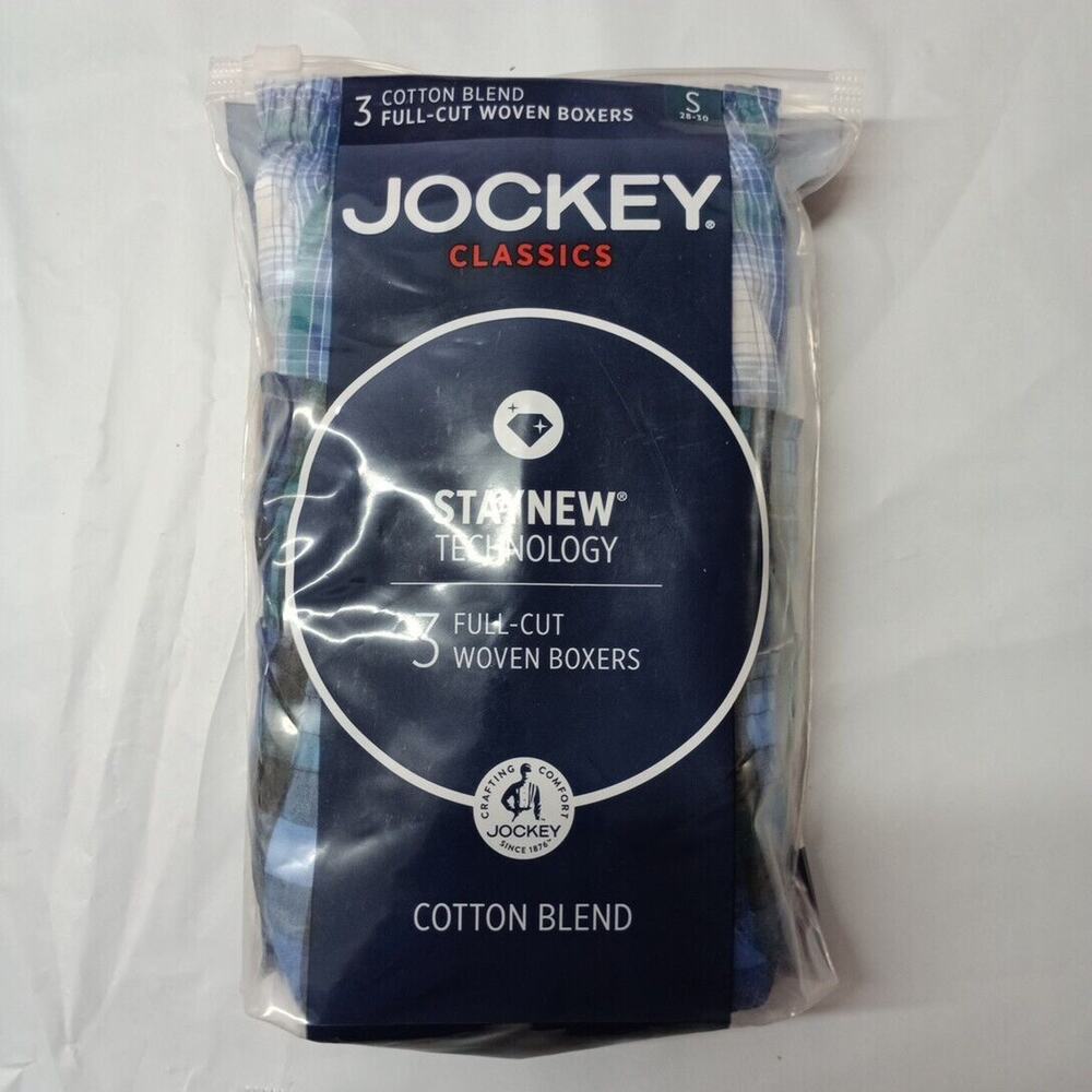 Jockey Classics Woven Boxers 3 Pack Men's S 28-30 Blue Plaid